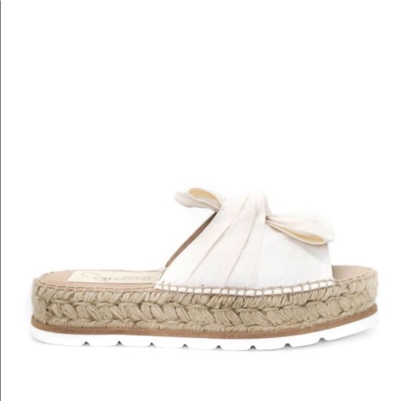 EUC Gaimo Spain Espadrille Platform Slides Linen Bow 39 - Picture 2 of 11